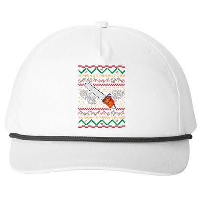 Lumberjack Ugly Christmas Sweater Chainsaw Lover Gift Snapback Five-Panel Rope Hat