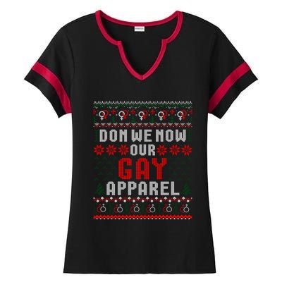 Lgbt Ugly Christmas Sweater Don We Now Our Gay Cool Gift Ladies Halftime Notch Neck Tee