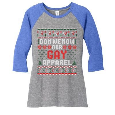 Lgbt Ugly Christmas Sweater Don We Now Our Gay Cool Gift Women's Tri-Blend 3/4-Sleeve Raglan Shirt