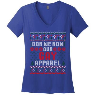 Lgbt Ugly Christmas Sweater Don We Now Our Gay Cool Gift Women's V-Neck T-Shirt