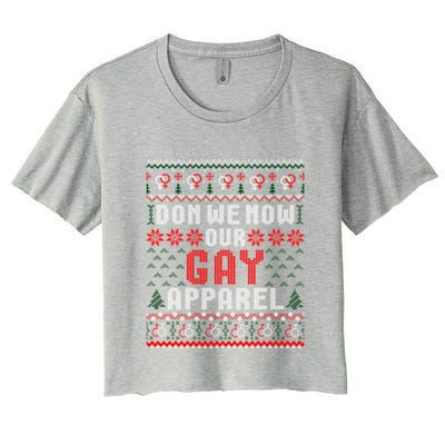 Lgbt Ugly Christmas Sweater Don We Now Our Gay Cool Gift Women's Crop Top Tee