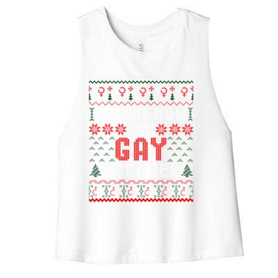 Lgbt Ugly Christmas Sweater Don We Now Our Gay Cool Gift Women's Racerback Cropped Tank