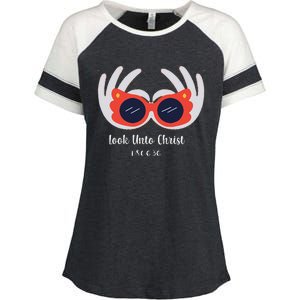 Look Unto Christ Gospel Theme 2025 Yw Ym D&C 636 Enza Ladies Jersey Colorblock Tee