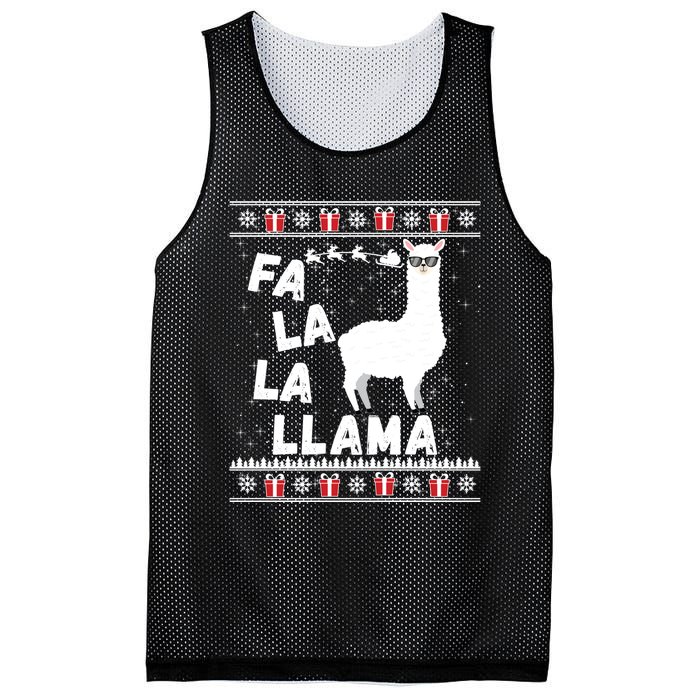 Llama Ugly Christmas Gift Mesh Reversible Basketball Jersey Tank