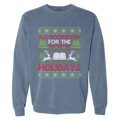 Librarian Ugly Christmas Great Gift Book Lover Ugly Xmas Sweater Funny Gift Garment-Dyed Sweatshirt