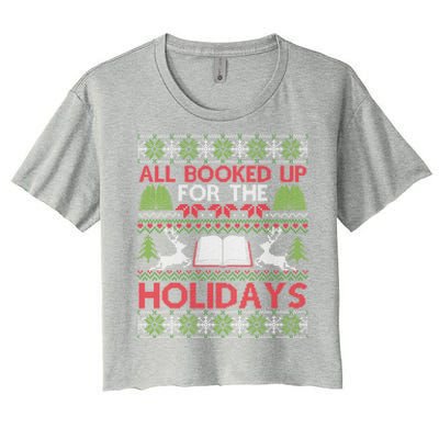 Librarian Ugly Christmas Great Gift Book Lover Ugly Xmas Sweater Funny Gift Women's Crop Top Tee