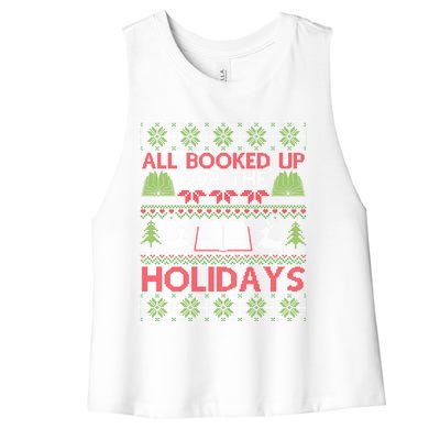 Librarian Ugly Christmas Great Gift Book Lover Ugly Xmas Sweater Funny Gift Women's Racerback Cropped Tank