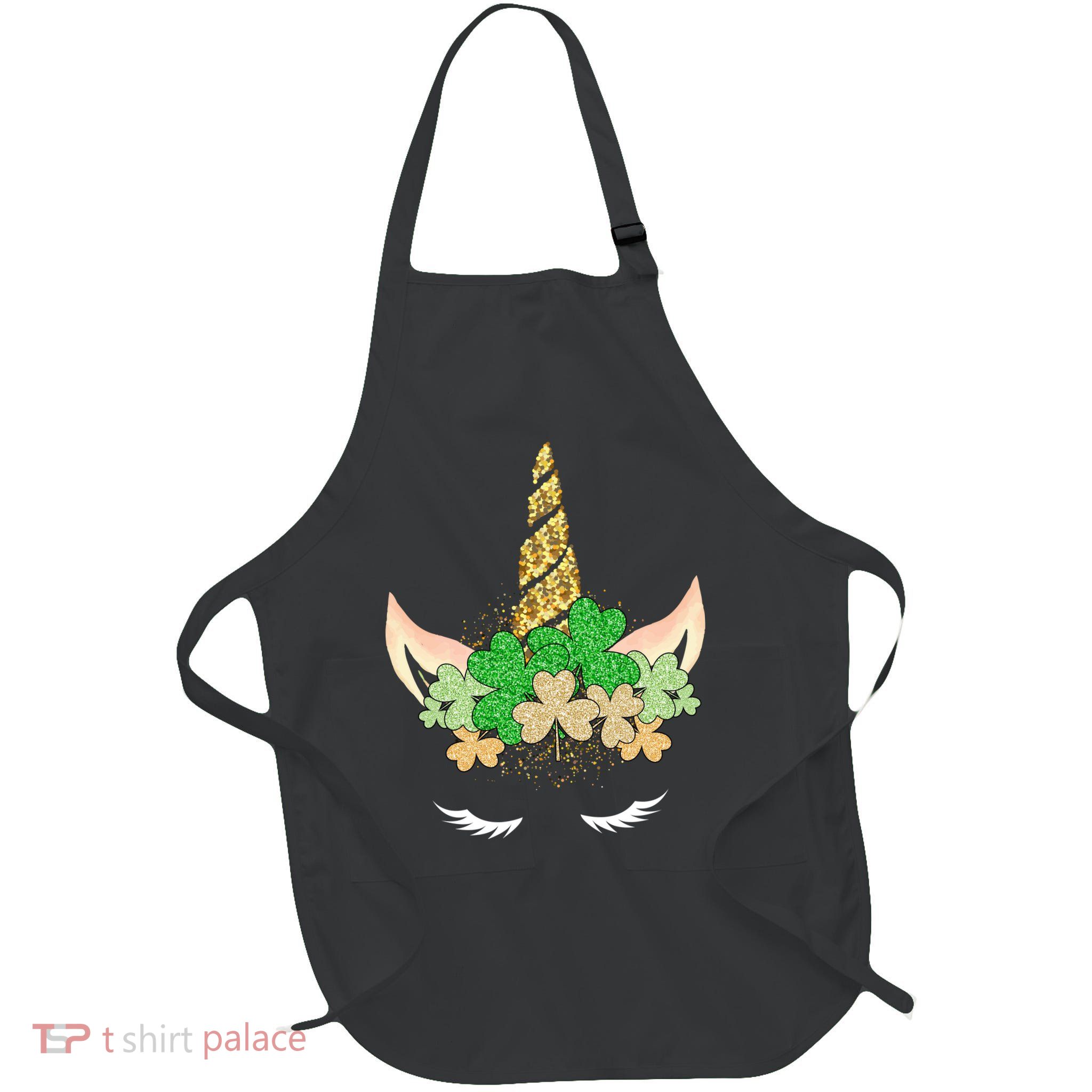 Lucky Unicorn Cute St Patrick's Day Full-Length Apron With Pockets