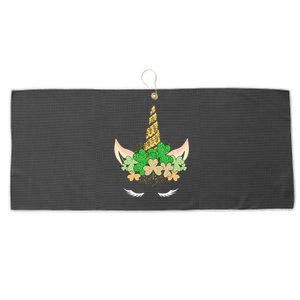 Lucky Unicorn Cute St Patrick's Day Large Microfiber Waffle Golf Towel