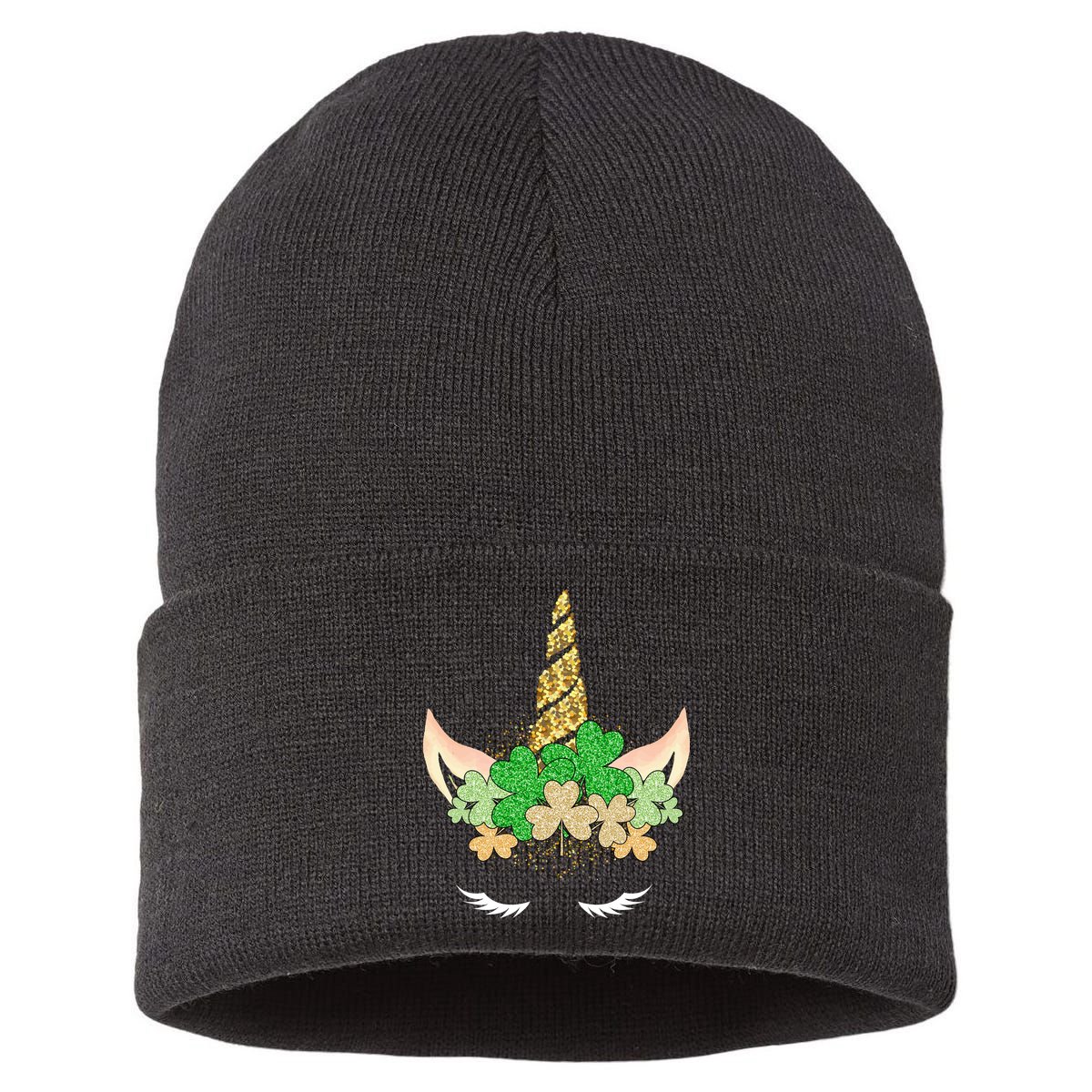 Lucky Unicorn Cute St Patrick's Day Sustainable Knit Beanie