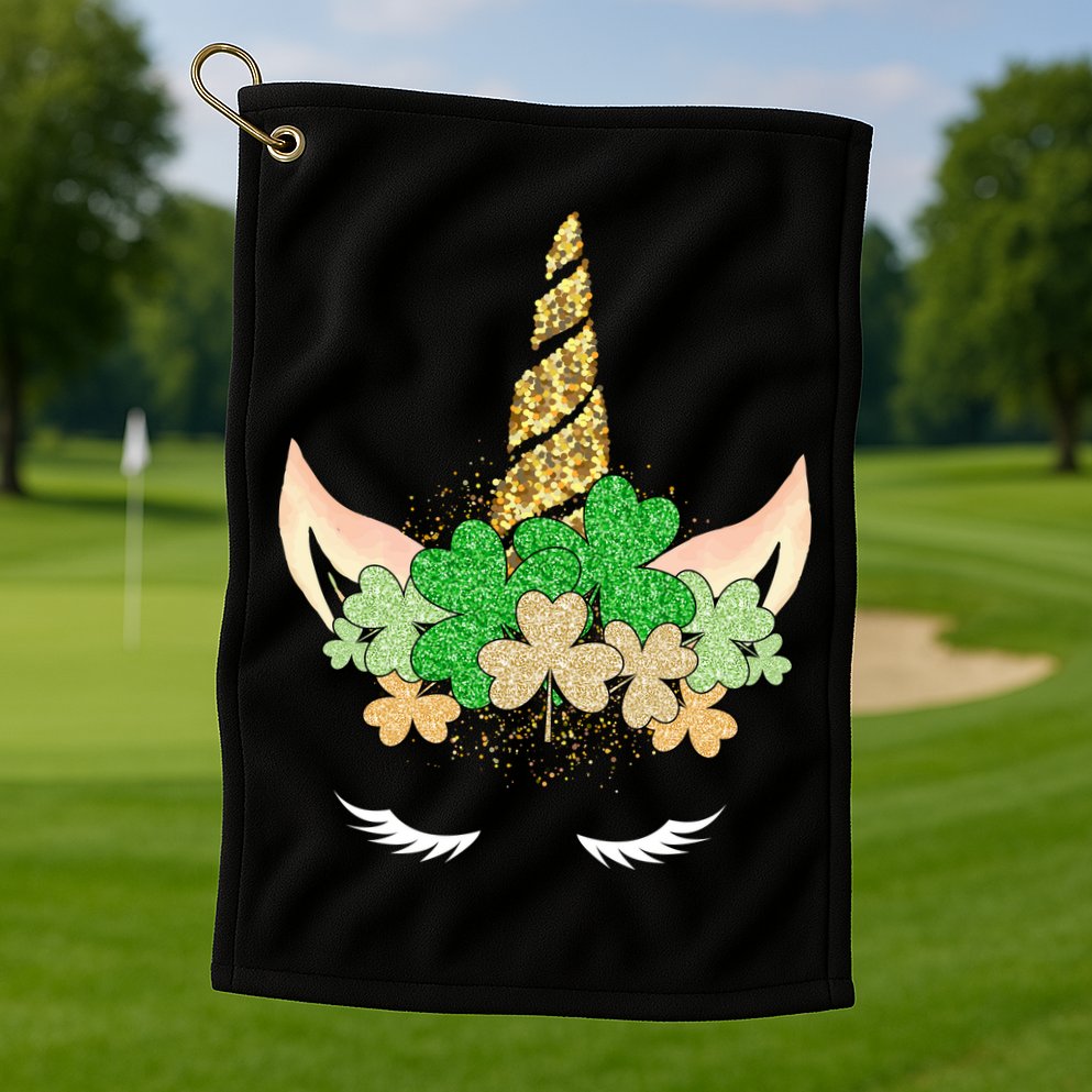 Lucky Unicorn Cute St Patrick's Day Golf Towel