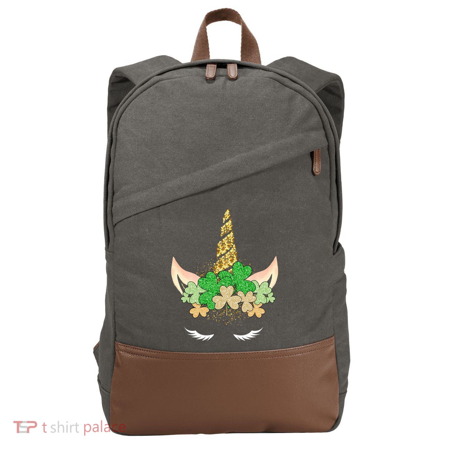 Lucky Unicorn Cute St Patrick's Day Cotton Canvas Backpack
