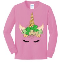 Lucky Unicorn Cute St Patrick's Day Kids Long Sleeve Shirt