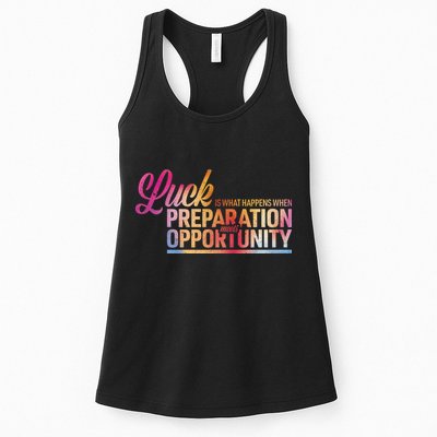 Luck Definition Preparation Meets Opportunity Womens Tank Top