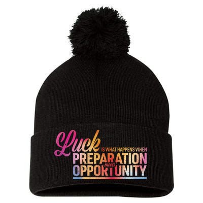 Luck Definition Preparation Meets Opportunity Pom Pom 12in Knit Beanie