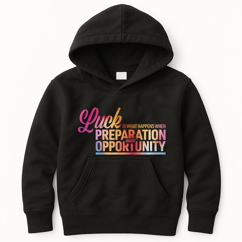 Luck Definition Preparation Meets Opportunity Kids Hoodie