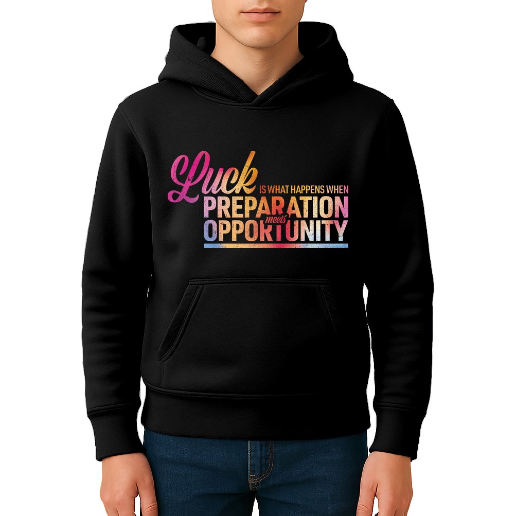 Luck Definition Preparation Meets Opportunity Kids Hoodie