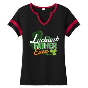 Luckiest Father Ever Ladies Halftime Notch Neck Tee