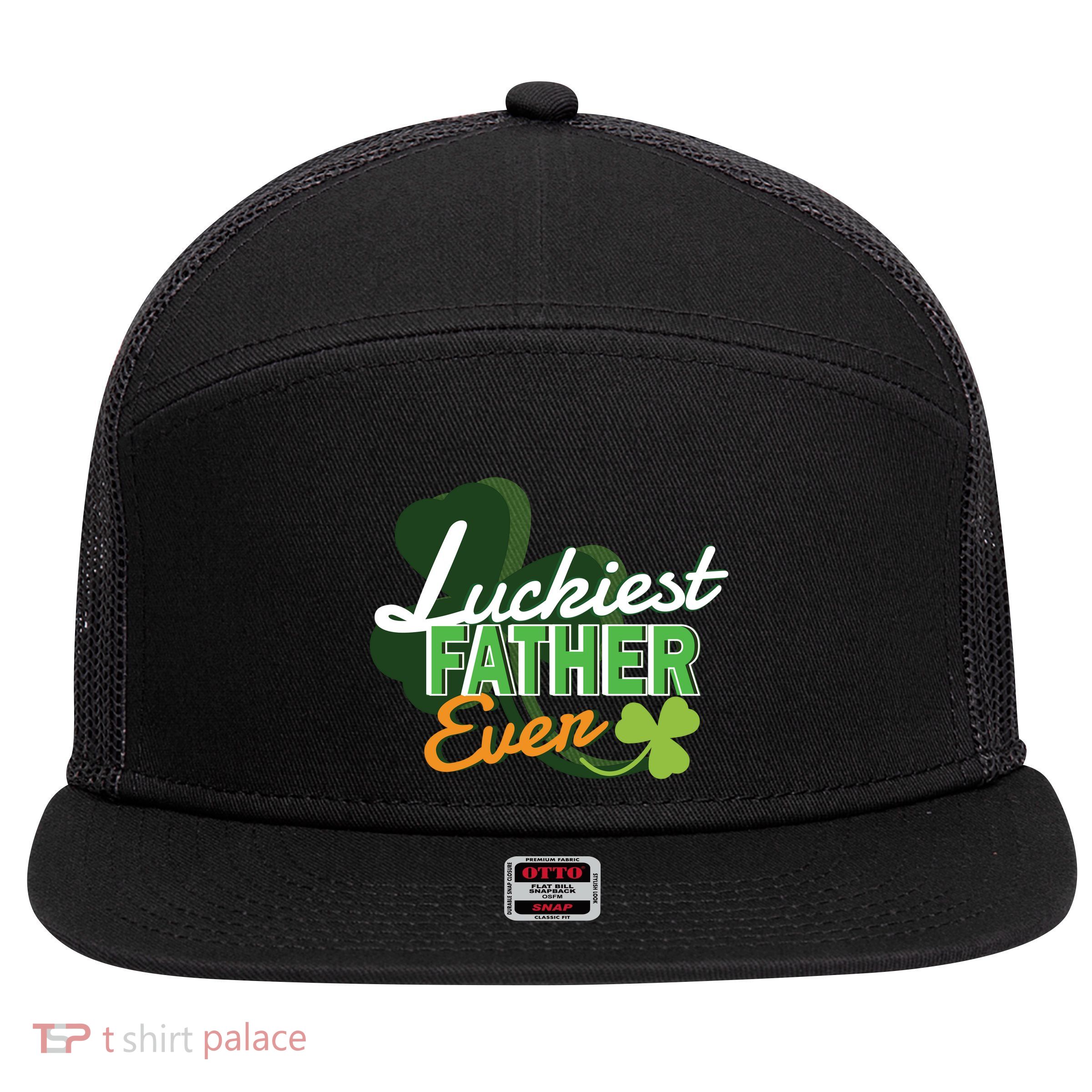 Luckiest Father Ever 7 Panel Mesh Trucker Snapback Hat