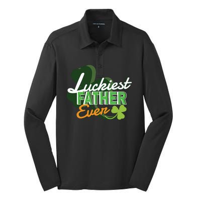 Luckiest Father Ever Silk Touch Performance Long Sleeve Polo