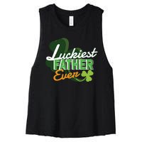 Luckiest Father Ever Women's Racerback Cropped Tank