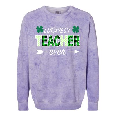 Luckiest Teacher Ever Colorblast Crewneck Sweatshirt