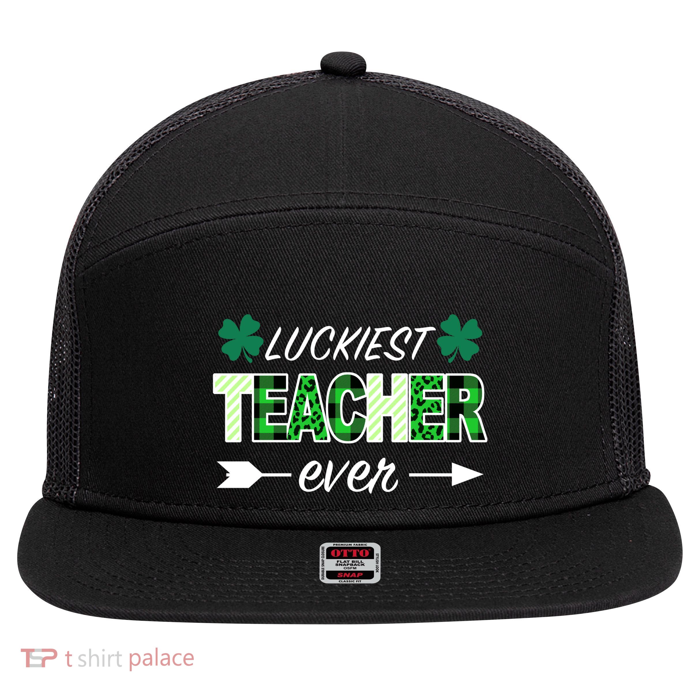 Luckiest Teacher Ever 7 Panel Mesh Trucker Snapback Hat