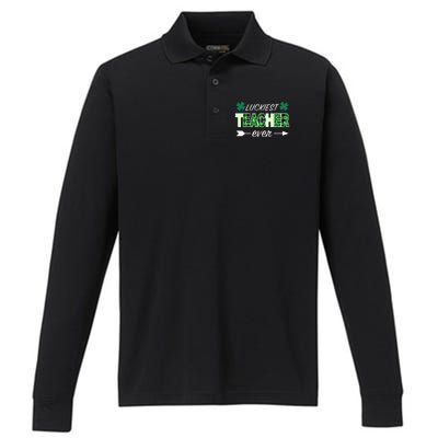 Luckiest Teacher Ever Performance Long Sleeve Polo