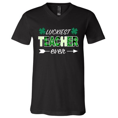 Luckiest Teacher Ever V-Neck T-Shirt