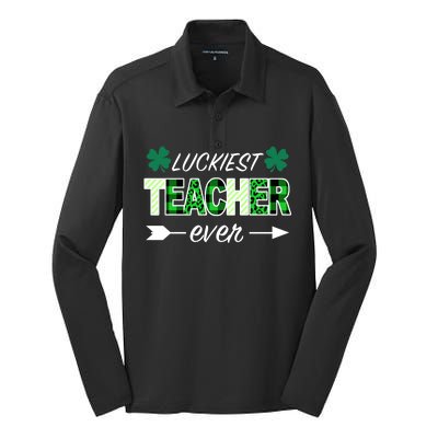 Luckiest Teacher Ever Silk Touch Performance Long Sleeve Polo