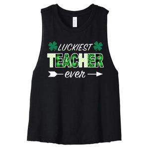 Luckiest Teacher Ever Women's Racerback Cropped Tank