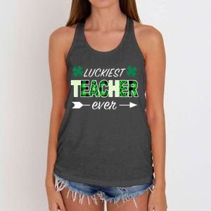 Luckiest Teacher Ever Women's Knotted Racerback Tank