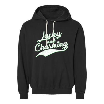 Lucky and Charming St Patrick's Day Garment-Dyed Fleece Hoodie