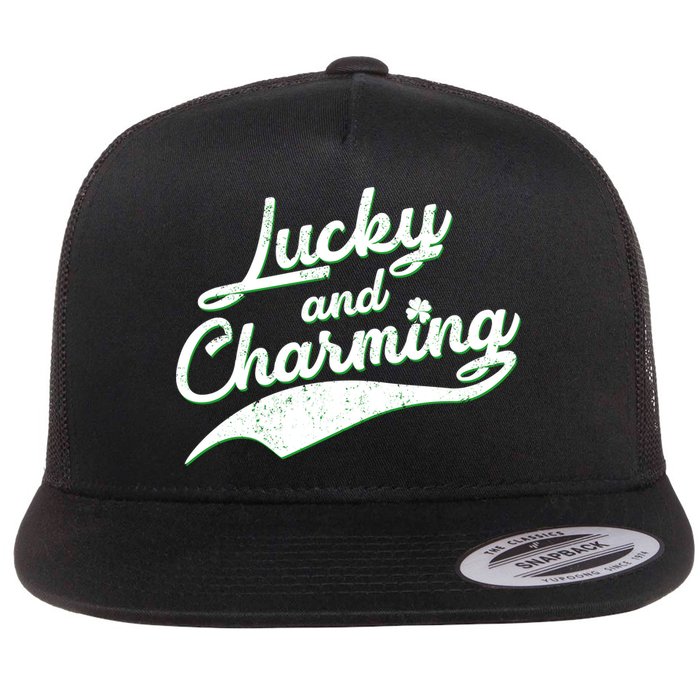 Lucky and Charming St Patrick's Day Flat Bill Trucker Hat