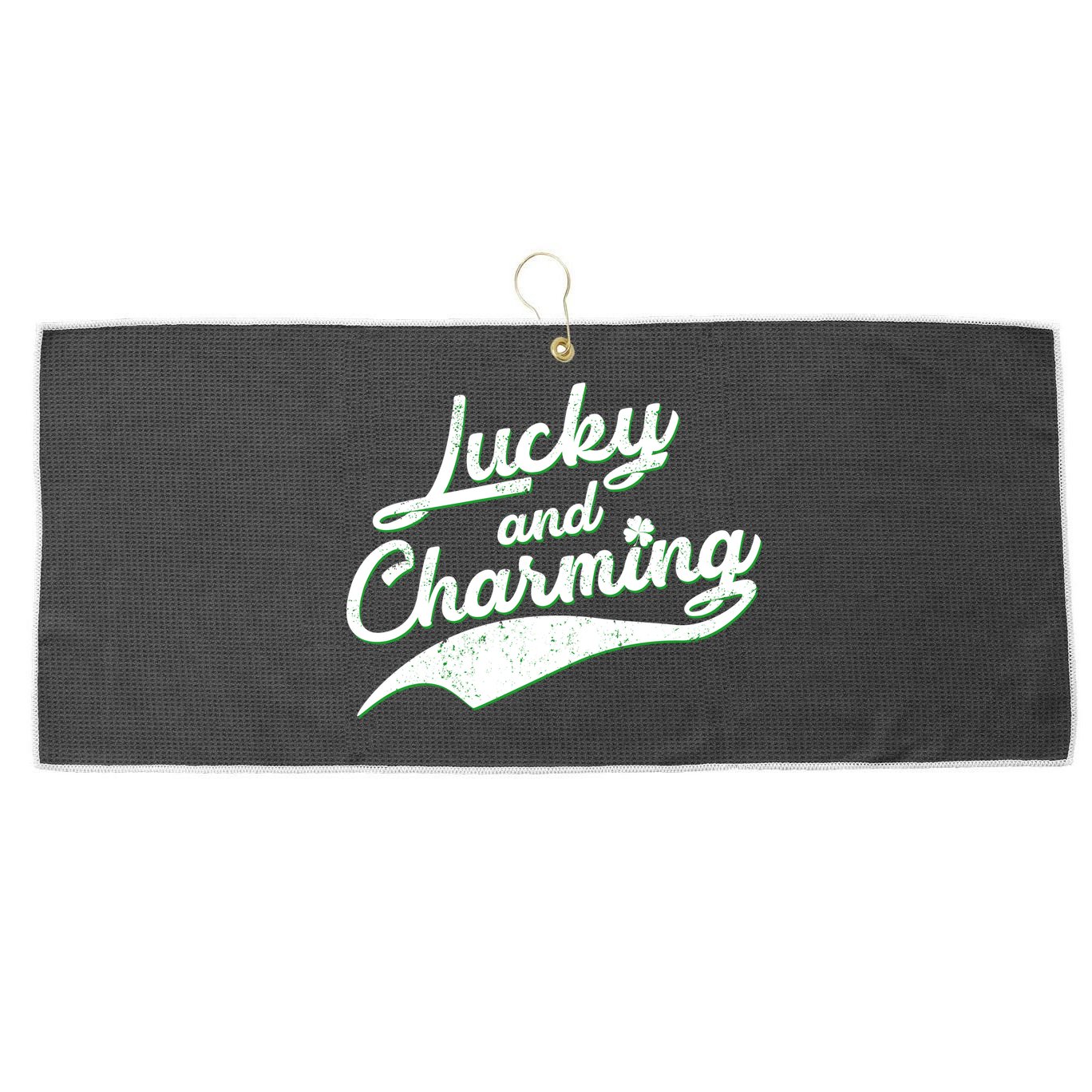 Lucky and Charming St Patrick's Day Large Microfiber Waffle Golf Towel