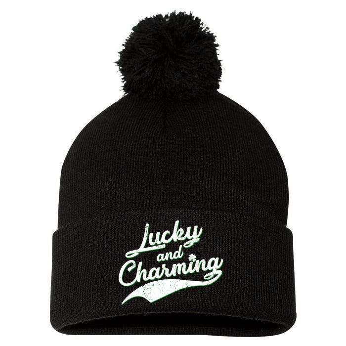 Lucky and Charming St Patrick's Day Pom Pom 12in Knit Beanie
