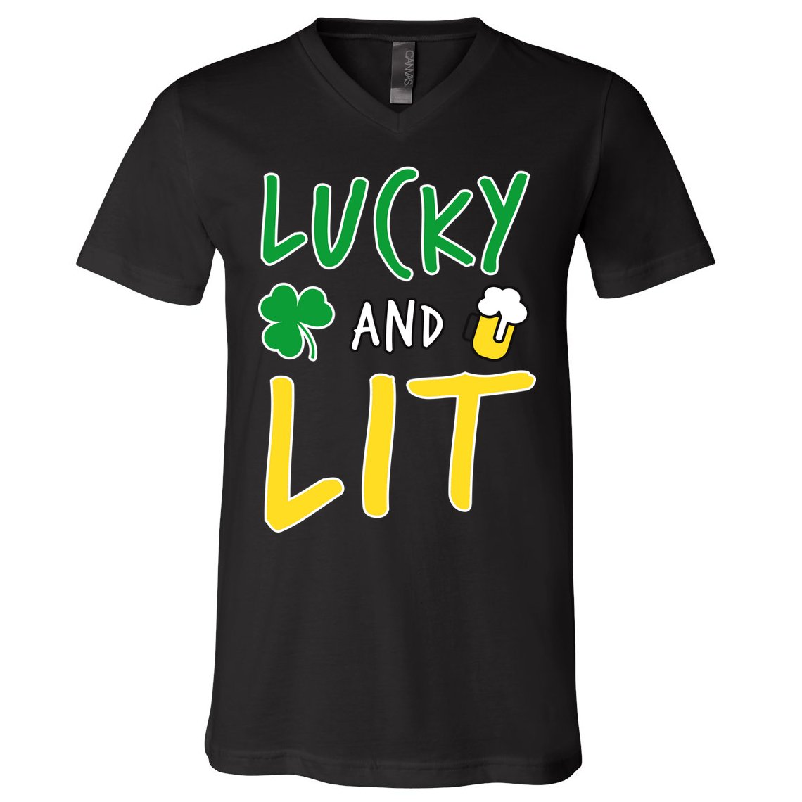 Lucky And Lit St. Patrick's Day V-Neck T-Shirt