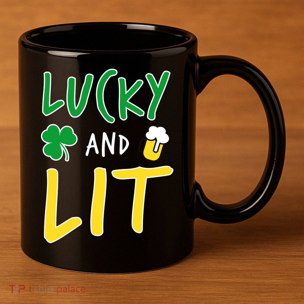 Lucky And Lit St. Patrick's Day 11oz C Handle Ceramic Mug