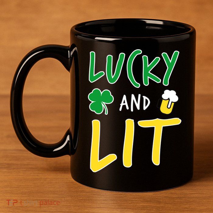 Lucky And Lit St. Patrick's Day 11oz C Handle Ceramic Mug