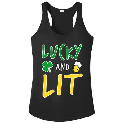 Lucky And Lit St. Patrick's Day Ladies PosiCharge Competitor Racerback Tank