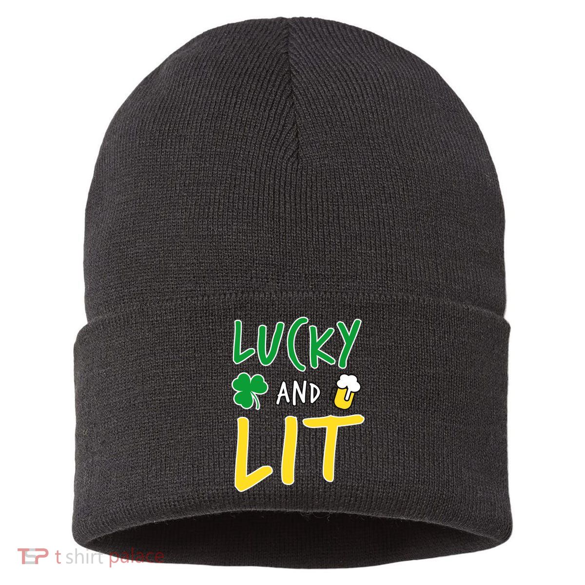 Lucky And Lit St. Patrick's Day Sustainable Knit Beanie