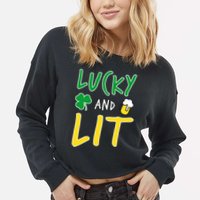 Lucky And Lit St. Patrick's Day Cropped Pullover Crew