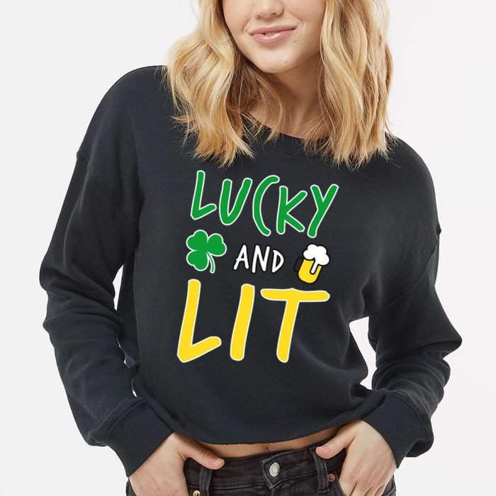 Lucky And Lit St. Patrick's Day Cropped Pullover Crew