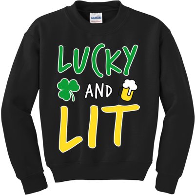 Lucky And Lit St. Patrick's Day Kids Sweatshirt