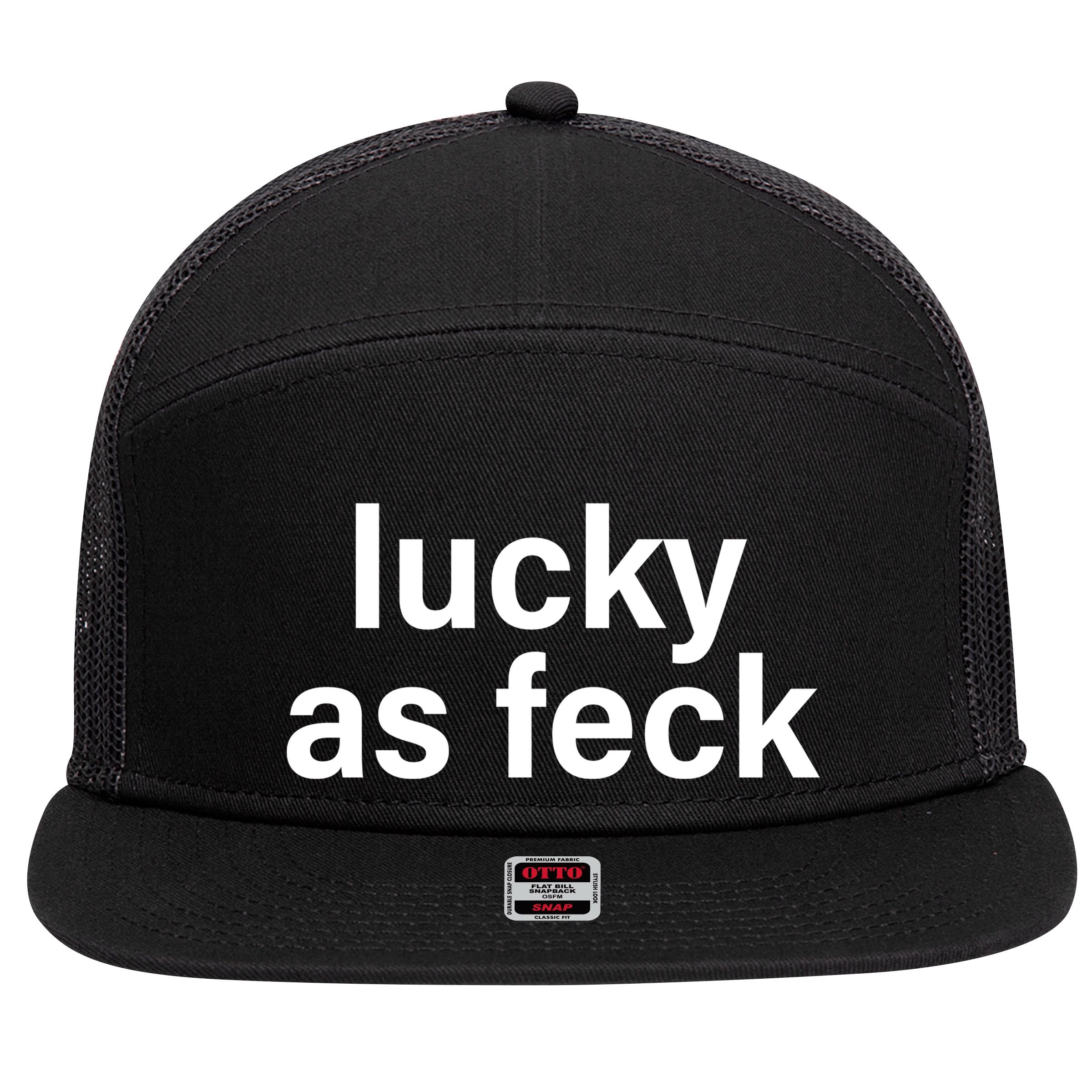 Lucky As Feck 7 Panel Mesh Trucker Snapback Hat