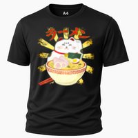 Lucky Cat Ramen Japanese Cooling Performance Crew T-Shirt