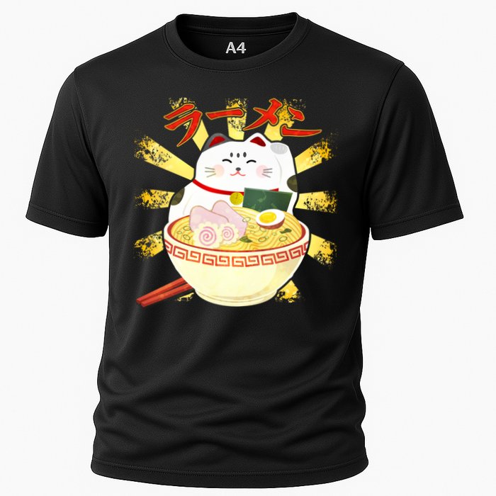 Lucky Cat Ramen Japanese Cooling Performance Crew T-Shirt