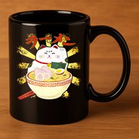 Lucky Cat Ramen Japanese 11oz C Handle Ceramic Mug