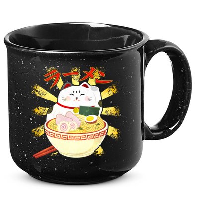 Lucky Cat Ramen Japanese 15oz Campfire Ceramic Mug