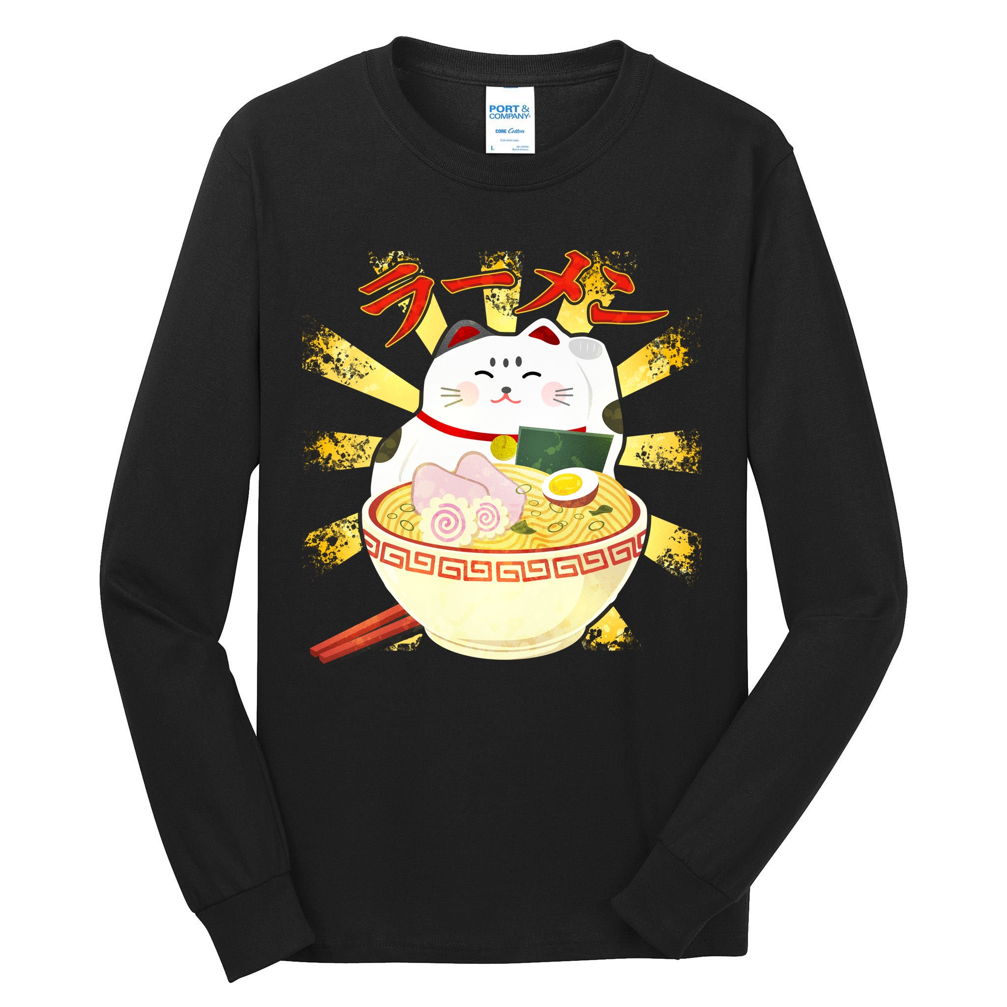 Lucky Cat Ramen Japanese Tall Long Sleeve T-Shirt